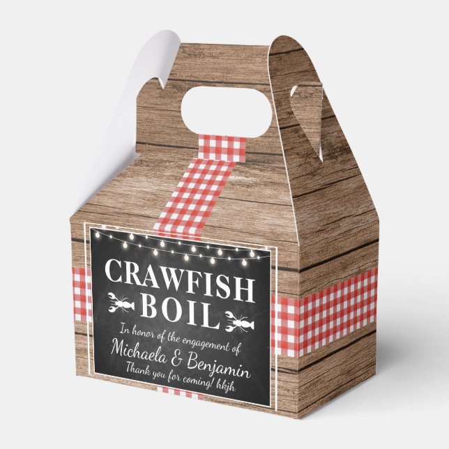 Crawfish Boil Rustic Lobster Engagement Party Favour Box (Front Side)