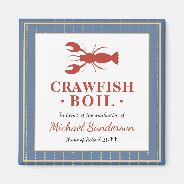 Crawfish Boil Seafood Blue Graduation Party Favour Magnet (Front)