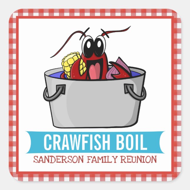 Crawfish Boil Seafood Party Picnic Family Reunion Square Sticker (Front)