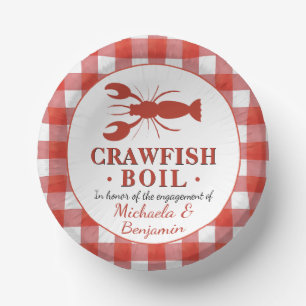 Crawfish Boil Seafood Party Red Picnic Engagement Paper Plate