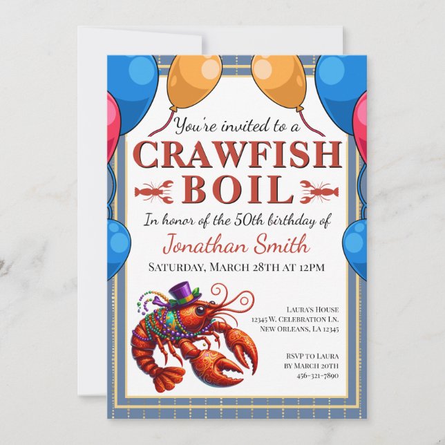Crawfish Boil Special Event Birthday Invitation (Front)