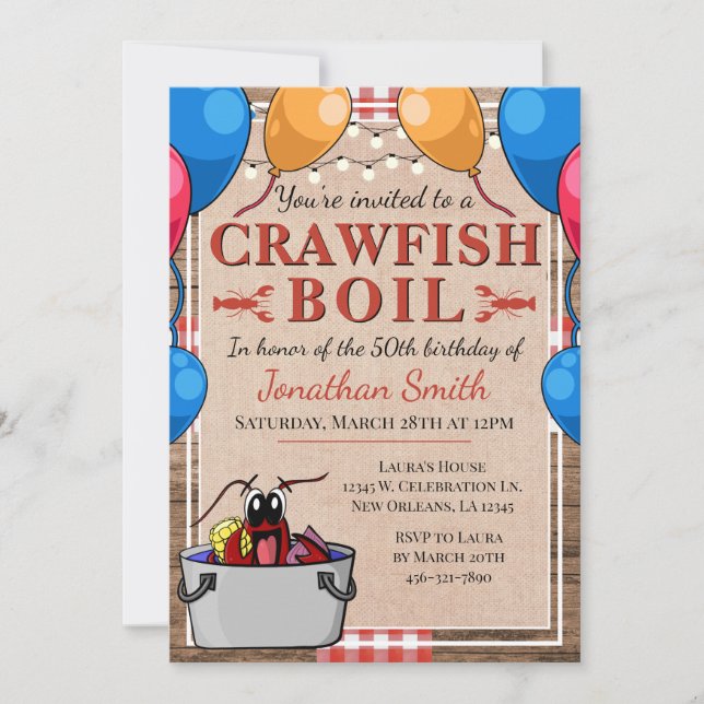 Crawfish Boil Special Event Birthday Invitation (Front)