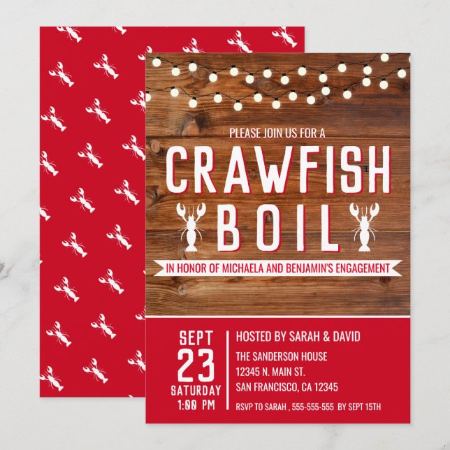 Crawfish Boil Special Event Engagement Party Invitation (Front/Back)