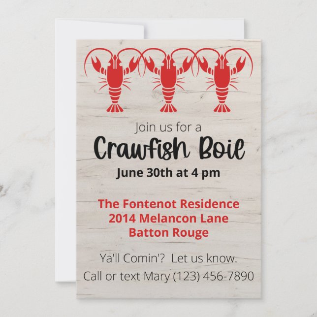 Crawfish Boil Summer Party Invitation (Front)
