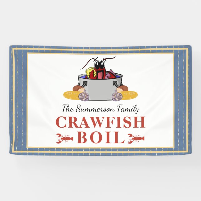 Crawfish Boil Summer Seafood Barbecue Party Banner (Horizontal)