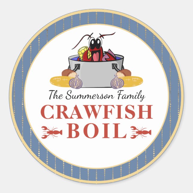 Crawfish Boil Summer Seafood Barbecue Party Classic Round Sticker (Front)