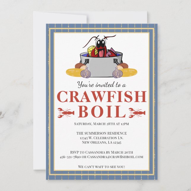 Crawfish Boil Summer Seafood Barbecue Party Invitation (Front)