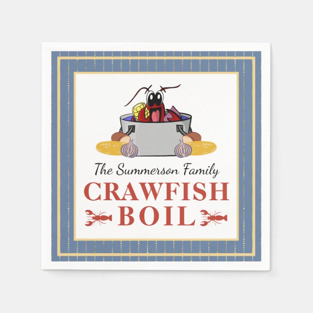 Crawfish Boil Summer Seafood Barbecue Party Napkin (Front)