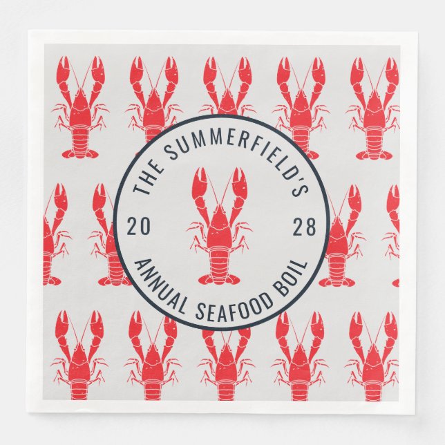 Crawfish Boil Summer Seafood Party Paper Napkin (Front)