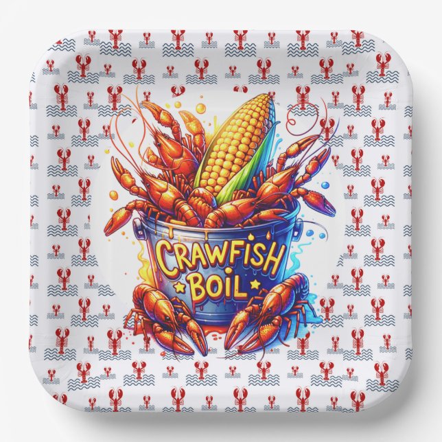 CRAWFISH BOIL THEME  PAPER PLATE (Front)