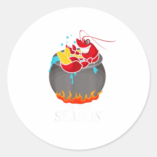 Crawfish Boil Tis The Season Crawdaddy Crayfish Fu Classic Round Sticker (Front)