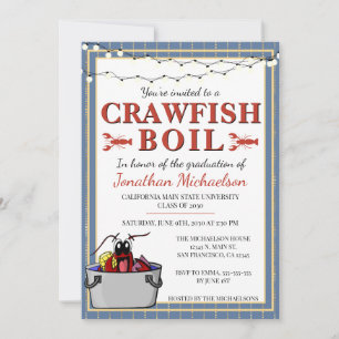 Crawfish Boil University College Graduation Party Invitation