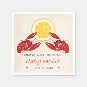 Crawfish Boil Wedding Shower Napkins Monogrammed