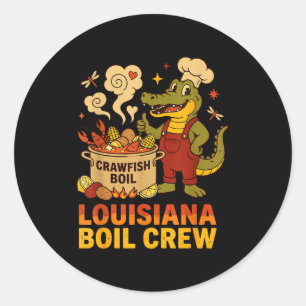 Crawfish Cajun Louisiana Boil Alligator Bayou Retr Classic Round Sticker