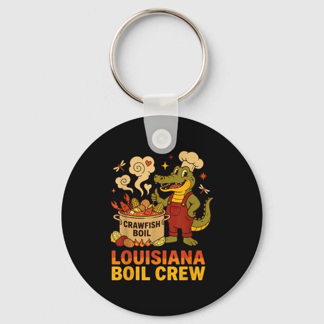 Crawfish Cajun Louisiana Boil Alligator Bayou Retr Key Ring (Front)