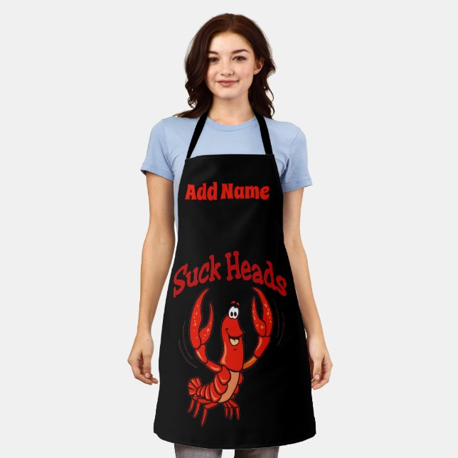 Crawfish Cartoon Design add text, Apron (Worn)