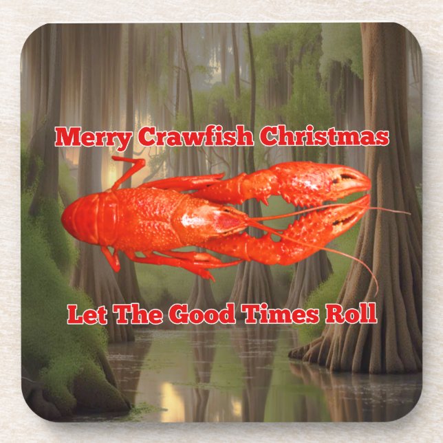 Crawfish Christmas Card Coaster (Front)