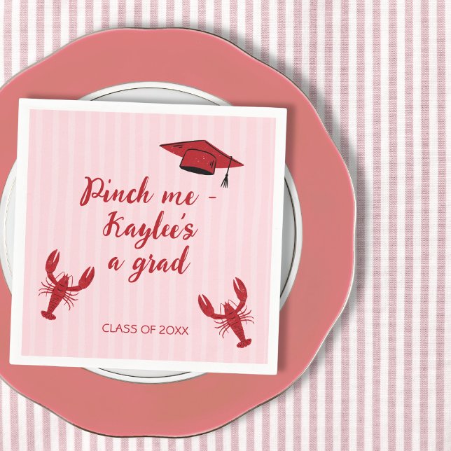 Crawfish Class Of 2025 Pink Graduation Party Napkin (Crawfish Class Of 2025 Pink Graduation Party Napkins)