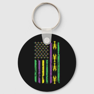Crawfish Flag Louisiana Beads Mardi Festival Mardi Key Ring