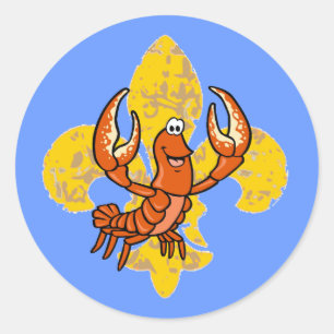 Crawfish Fleur De Lis Classic Round Sticker