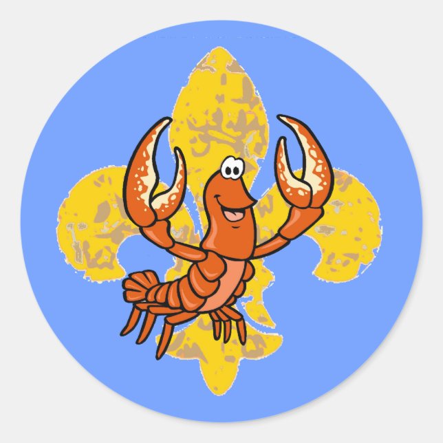 Crawfish Fleur De Lis Classic Round Sticker (Front)