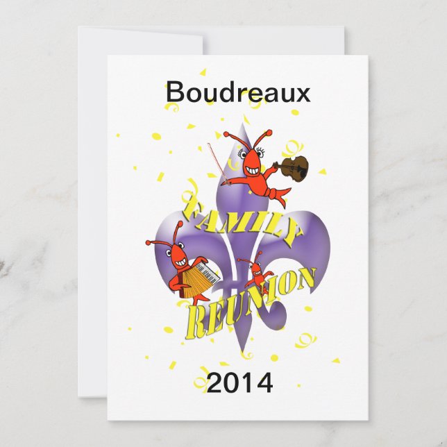Crawfish  Fleur de Lis Family Reunion Invitation (Front)