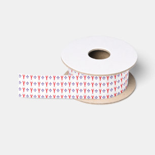Crawfish & Fleur de Lis Satin Ribbon, 2 Yard Spool Ribbon