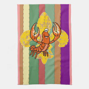 Crawfish Fleur De Lis Tea Towel