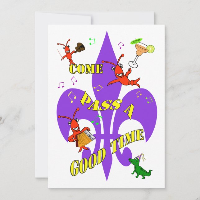 Crawfish Fleur de Lys Party Invitation (Front)