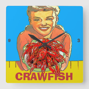 Crawfish Gal Clock, Square Wall Clock