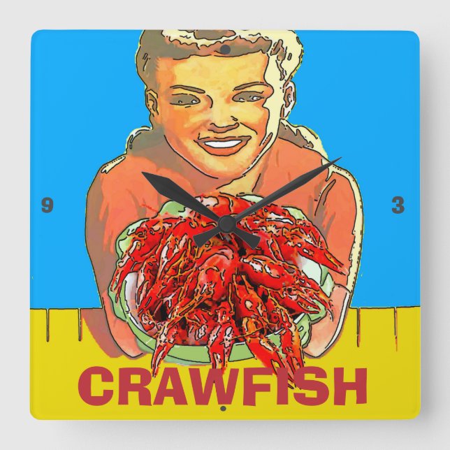 Crawfish Gal Clock, Square Wall Clock (Front)