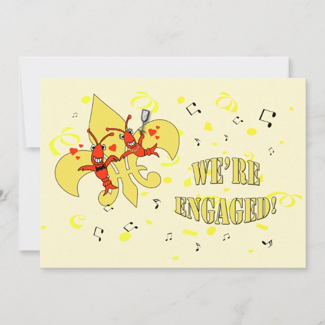 Crawfish Gold Fleur de Lis Engagement Party Invitation (Front)