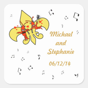 Crawfish in Love Fleur de Lis Stickers