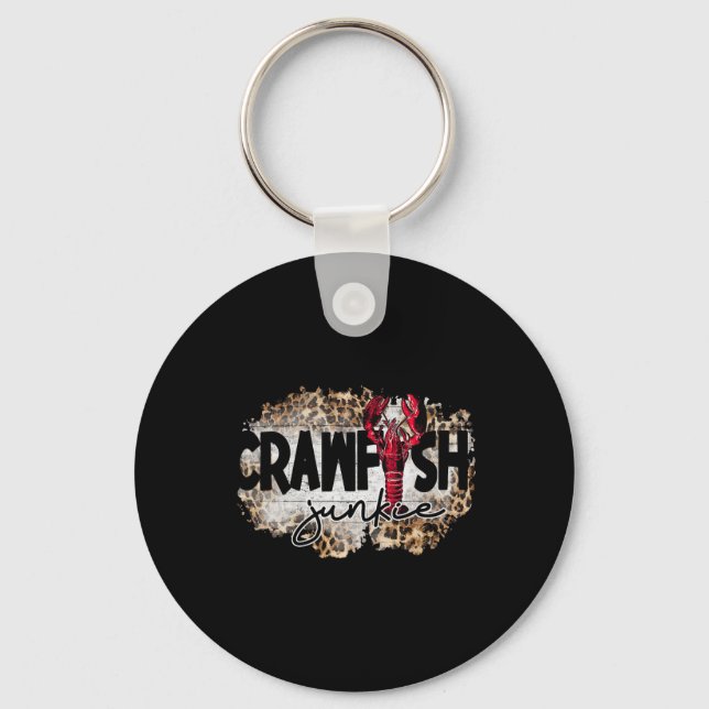 Crawfish Junkie Leopard Cajun Lobster For Men Wome Key Ring (Front)