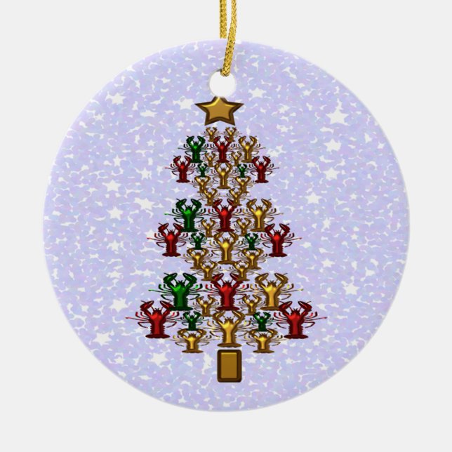 Crawfish Lobster Christmas Tree Ceramic Tree Decoration (Front)