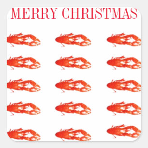 Crawfish Merry Christmas Square Sticker