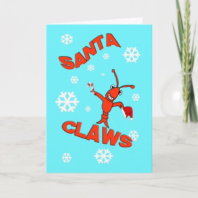 Crawfish Santa Claws Christmas Holiday Card (Front)