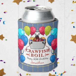 Crawfish Seafood Boil Blue Gold Party Birthday Can Cooler