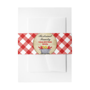 Crawfish Seafood Boil Pot Red Check Gingham Invitation Belly Band