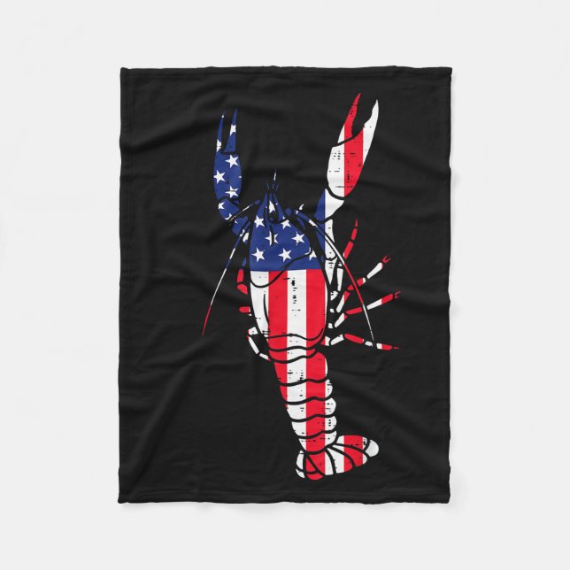 Crawfish Us Flag Crayfish Lobster Patriotic Men Wo Fleece Blanket (Front)