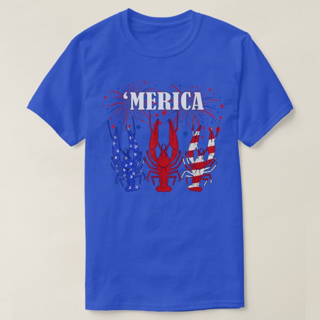 Crawfish USA Flag Merica Red White Blue Crayfish 4 T-Shirt (Design Front)