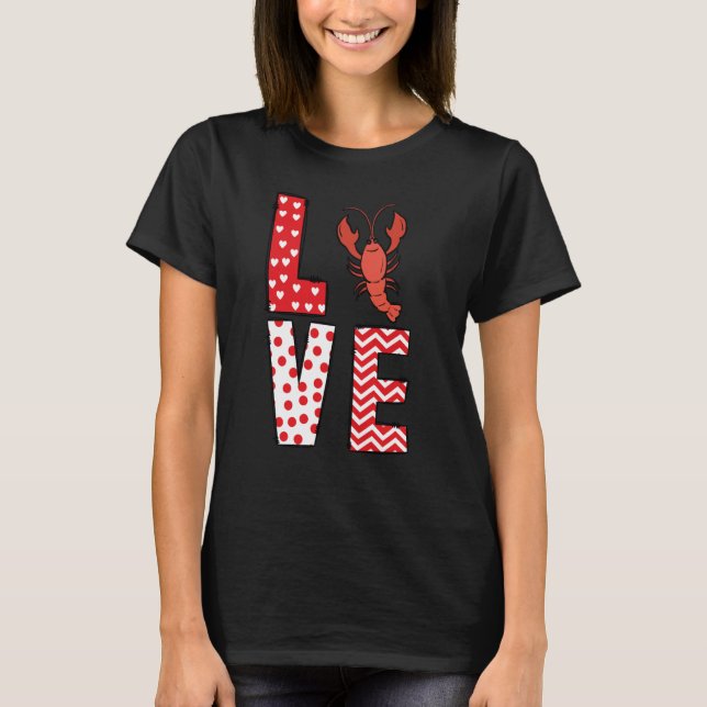 Crawfish Valentines Day Love Valentine Cute Hearts T-Shirt (Front)
