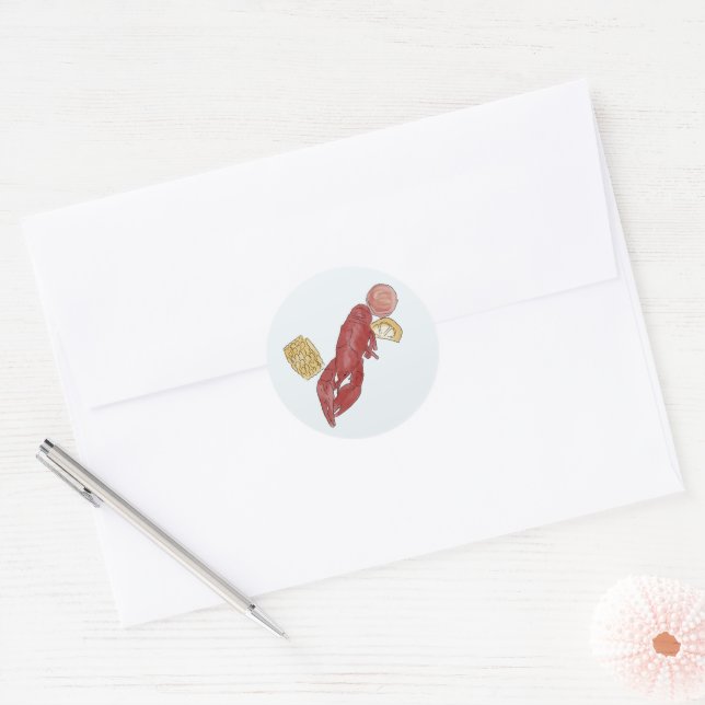 Crawfish watercolor wedding sticker (Envelope)