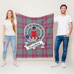 Crawford Ancient Clan Badge Tartan Plaid Fleece Blanket