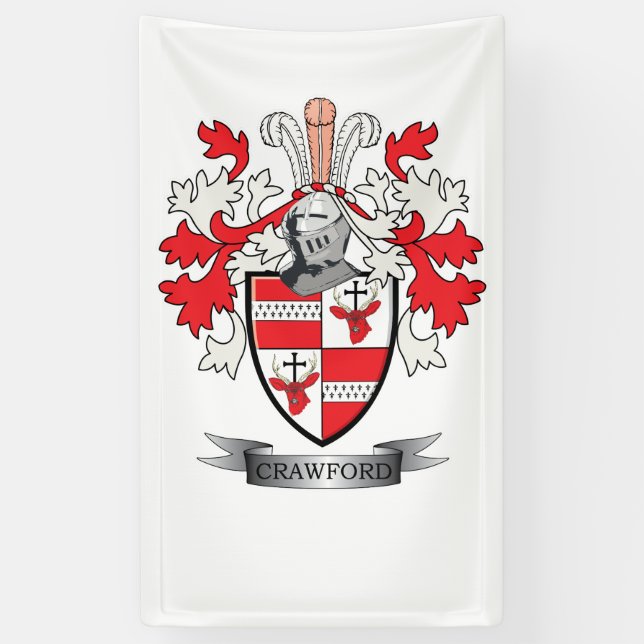 Crawford Family Crest Coat of Arms Banner (Vertical)