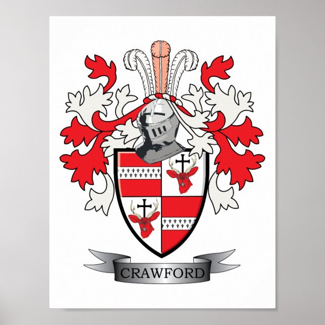 Crawford Family Crest Coat of Arms Poster (Front)