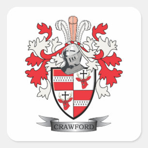 Crawford Family Crest Coat of Arms Square Sticker