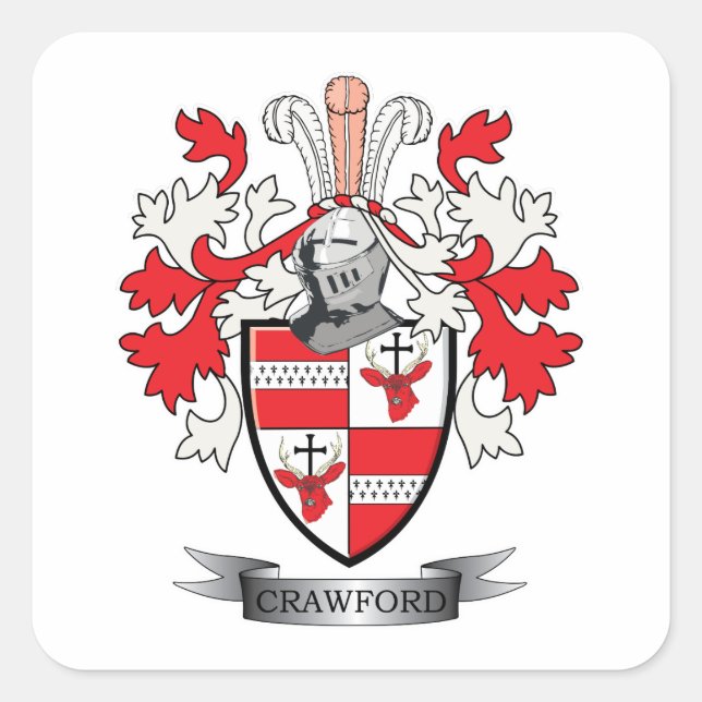 Crawford Family Crest Coat of Arms Square Sticker (Front)