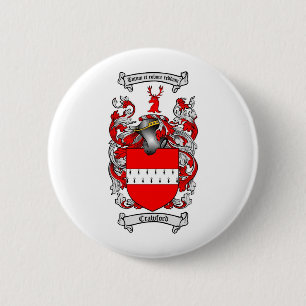 CRAWFORD FAMILY CREST -  CRAWFORD COAT OF ARMS 6 CM ROUND BADGE