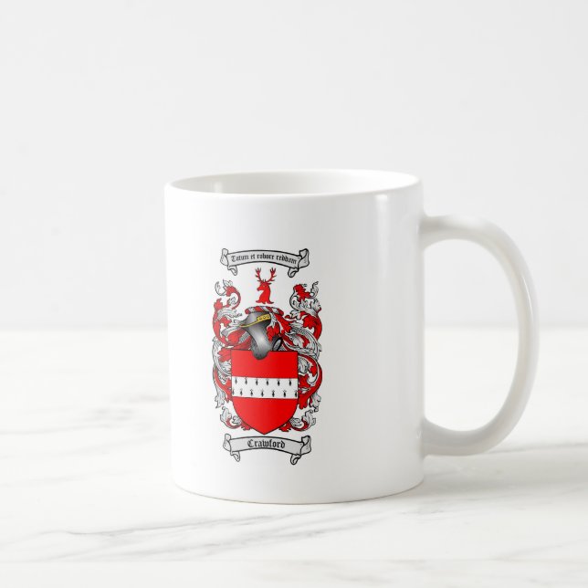 CRAWFORD FAMILY CREST -  CRAWFORD COAT OF ARMS COFFEE MUG (Right)